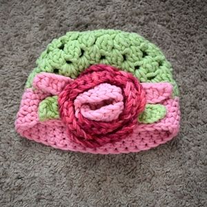 Home made Rose Crochet Kids Hat